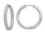 1.50 Carat (ctw) Diamond Hinged Hoop Earrings in 14K White Gold (3mm thick)